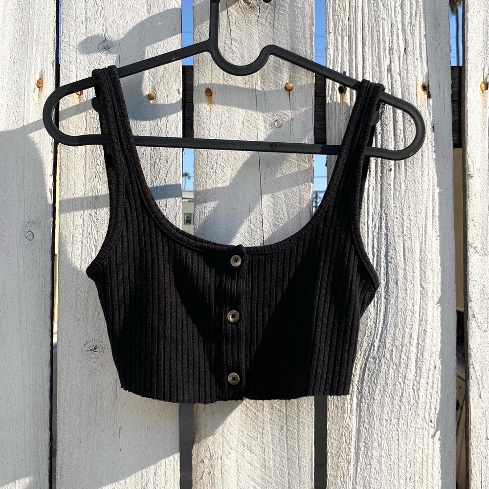 Topshop black ribbed crop top